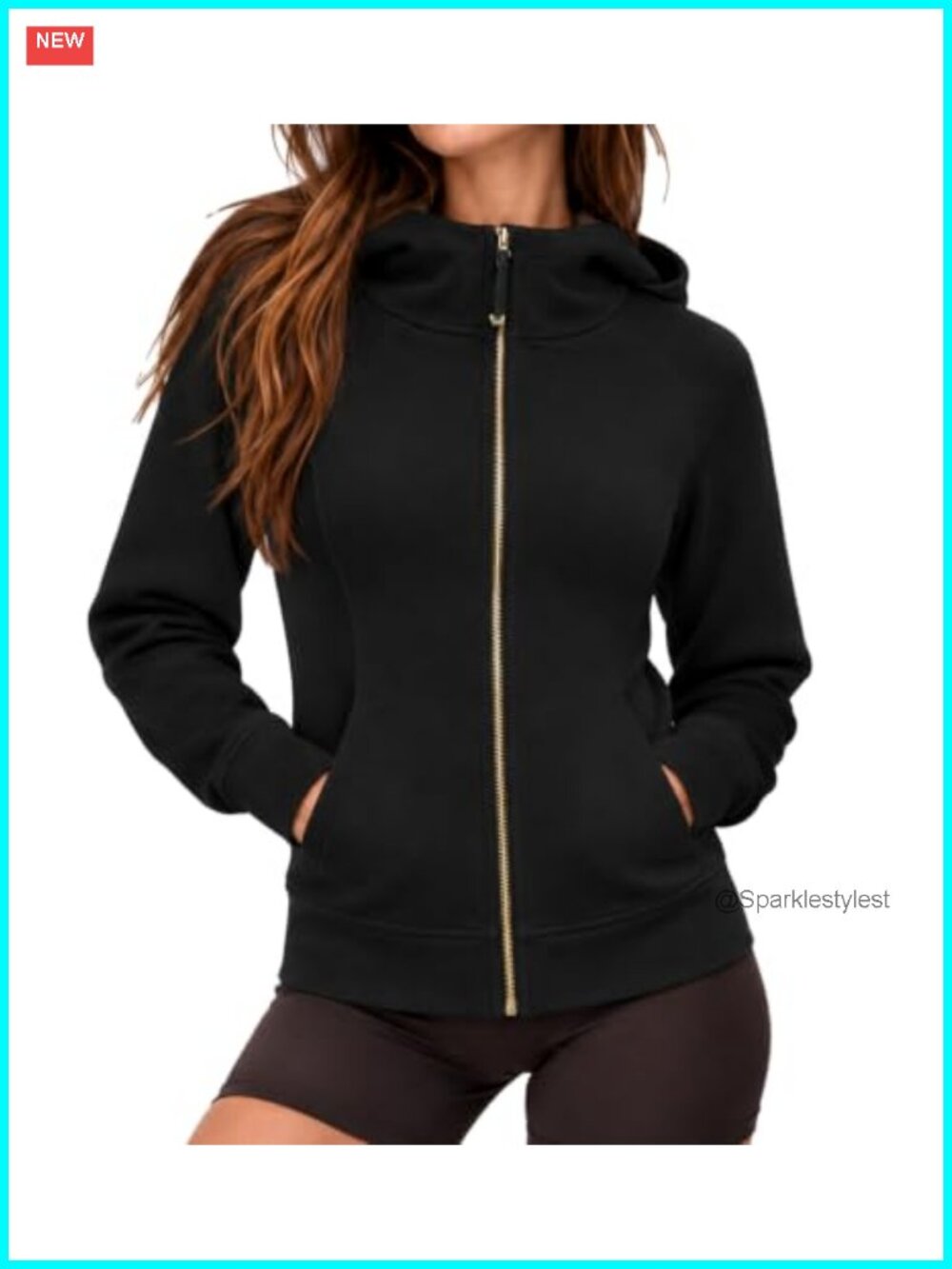 Women's Full Zip Up Hoodie 100% Cotton Fitted Sweatshirt Athletic Jacket